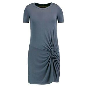 Enza Costa Side Knot Ruched Stretch Jersey T-shirt Mini Dress - Gray -Size Small